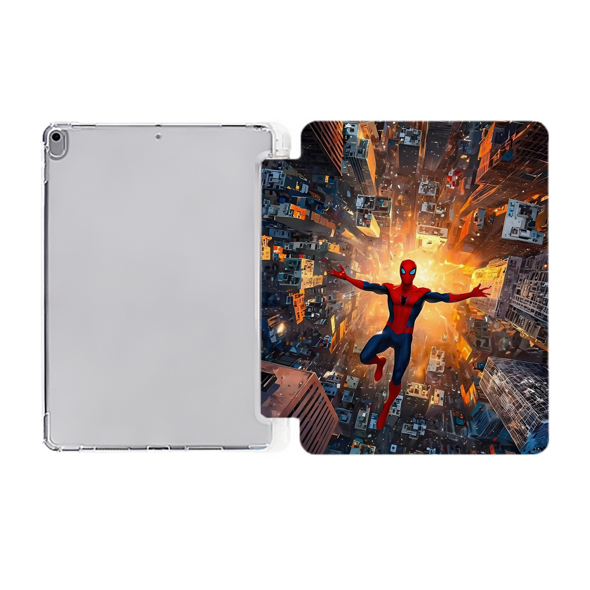 （画像用） Spider Man スパイダーマン IPad ケース ペン収納付き 三つ折りスタンド PUレザー×シリコン 対応機種9.5/10.5/10.9インチ